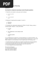 Inductive and Deductive Reasoning Exercise 1.1 Use Inductive or Deductive Reasoning To Answer The Given Questions