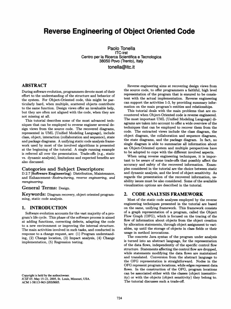 Reverse Engineering Of: Object Oriented Code | PDF | Class (Computer ...