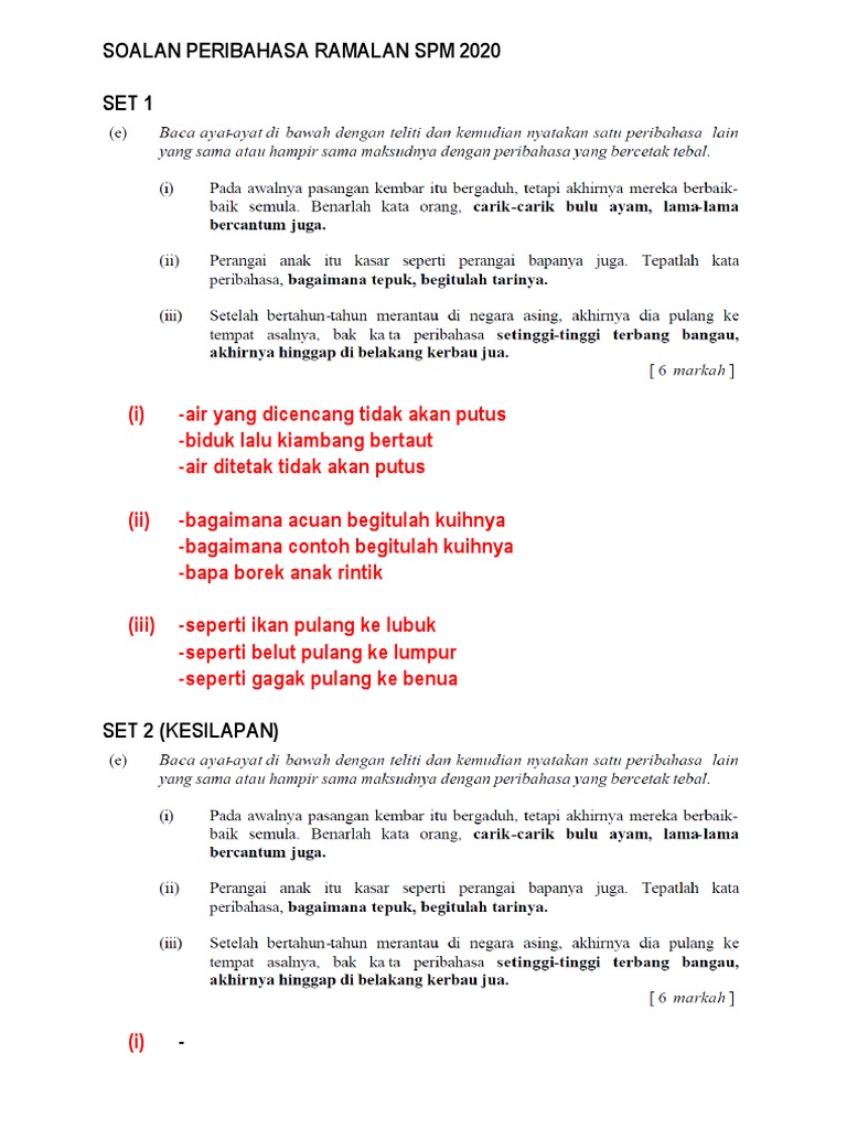 Skema Peribahasa Target Spm 2020