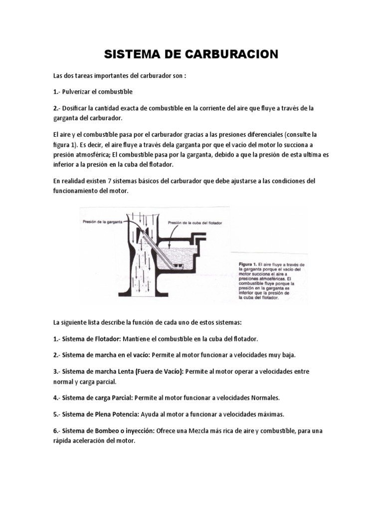 Sistema Carburacion | PDF | Carburador | de combustible