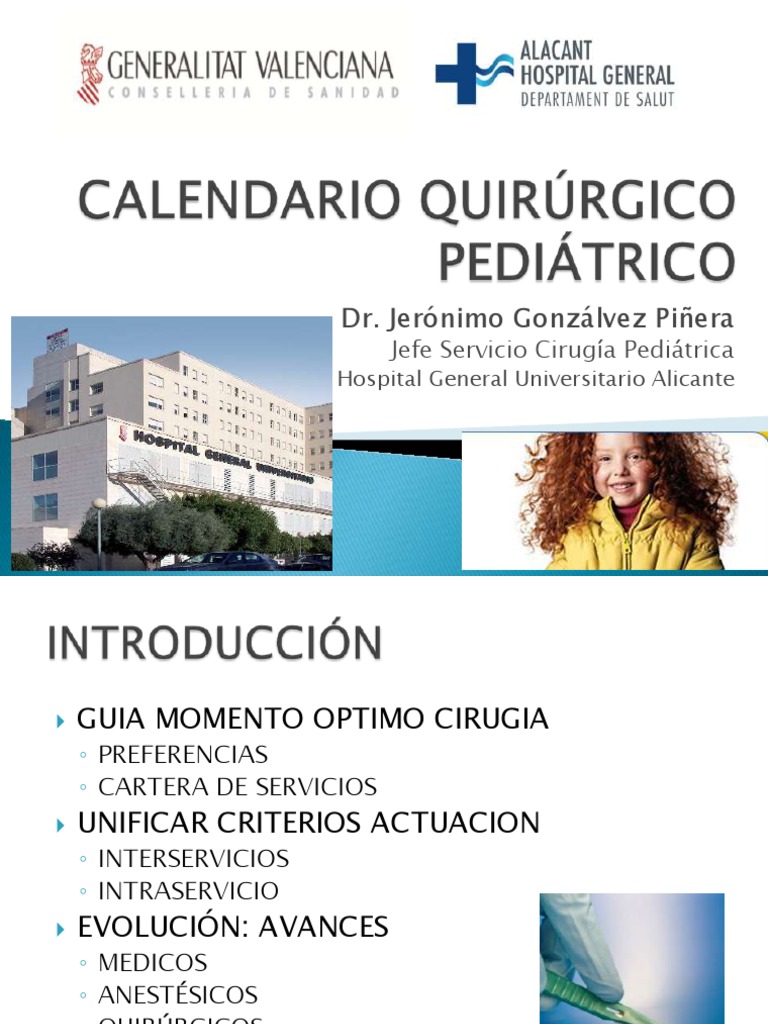 Calendario Quirúrgico Pediátrico PDF  Descargar gratis PDF  Desorden congenito  Pediatría