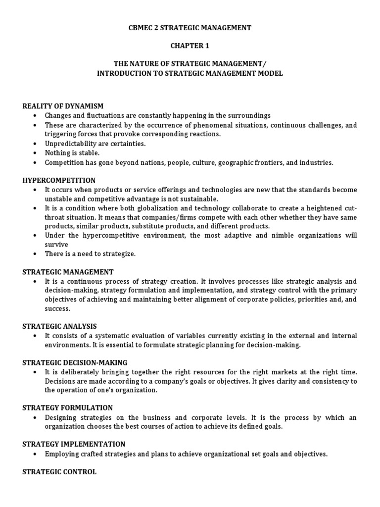 CBMEC 2 Strategic Management - Module 1 | PDF | Strategic Management | Goal