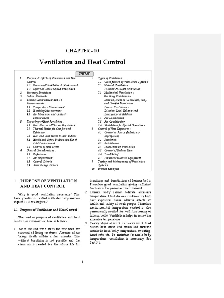 Chapter - 10 Ventilation and Heat Control | PDF | Ventilation ...