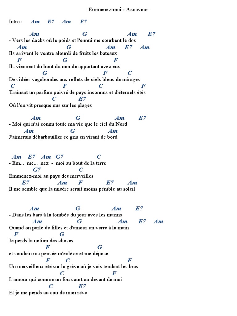 Emmenez Moi Au Pays Des Merveilles Emmenez-Moi (Accords) | PDF