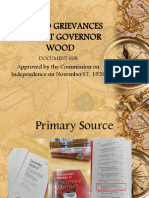 Filipino Grievances Against Governor Wood: Approved by The Commission On Independence On November17, 1926