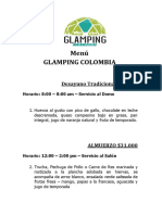 Menús GLAMPING COLOMBIA - GLAMCOL