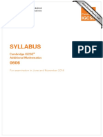 Syllabus: Cambridge IGCSE Additional Mathematics