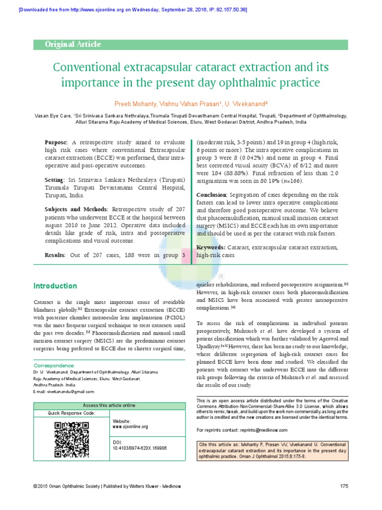 Conventional - Extracapsular - Cataract - Extraction - and Cirugia ...
