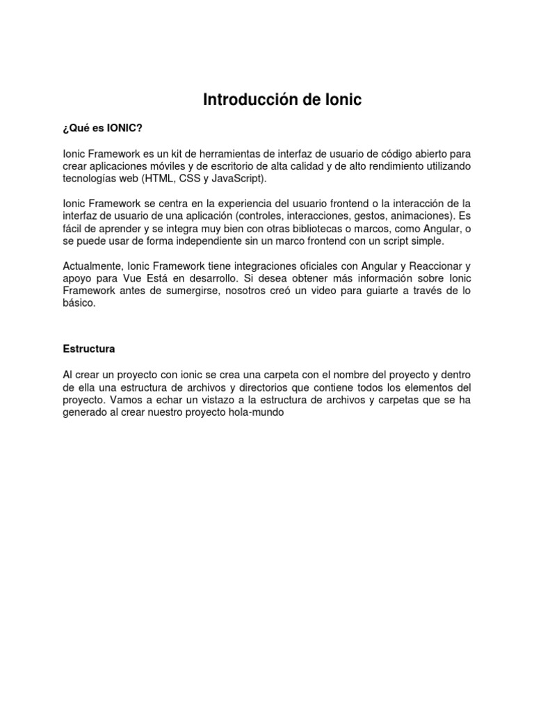 Introducción a Ionic Framework | PDF | HTML | Archivo de computadora