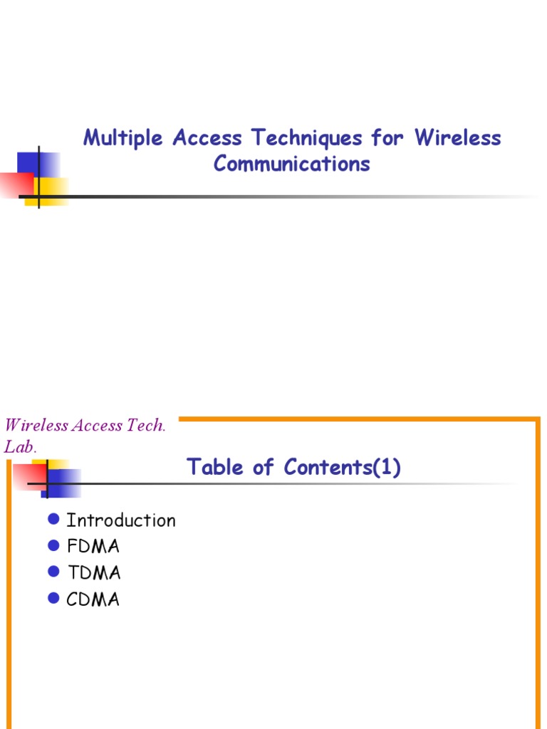 Wireless Multiple Access Techniques | PDF | Channel Access Method ...