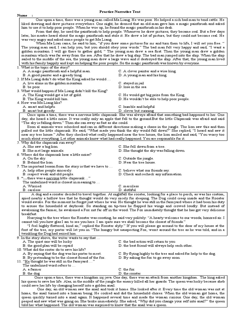 Practice Narrative Text | PDF