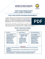 Child Care Center Provider Requirements Fact Sheet