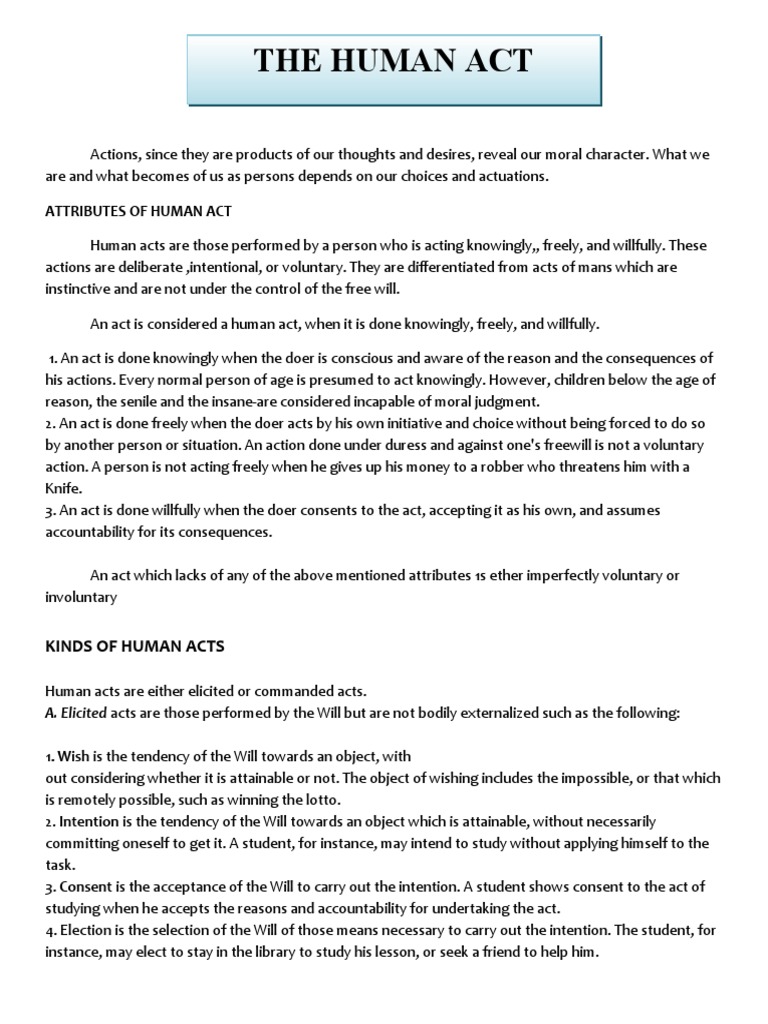 The Human Act | PDF | Evil | Free Will