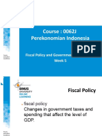 Course: 0062J Perekonomian Indonesia: Fiscal Policy and Government Expenditure Week 5