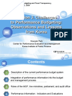 Session 3. Challenges To Performance Budgeting: Observations and Lessons From Korea