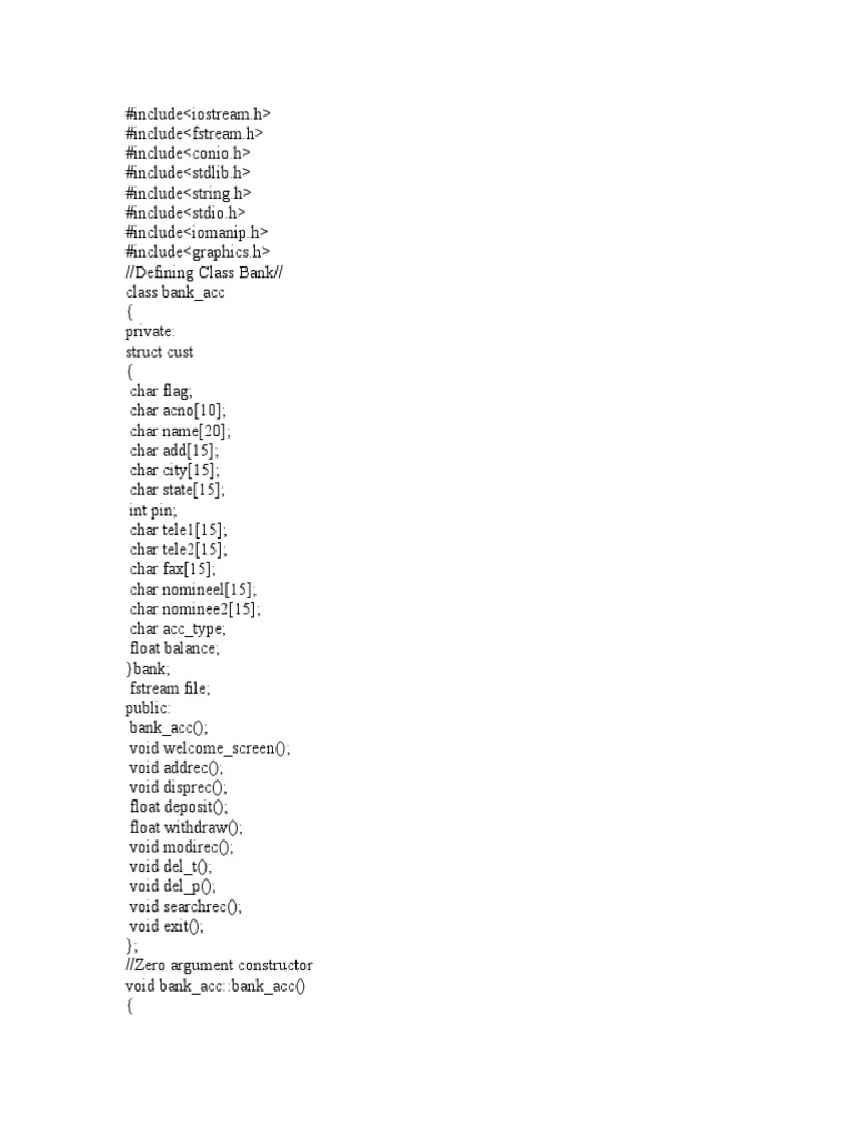 Bank Account Management System | PDF | Software Engineering | Pointer ...