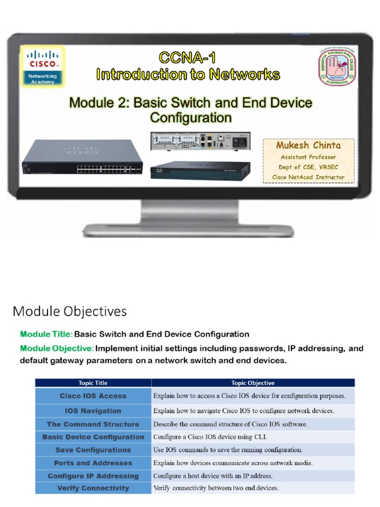 Basic Router and Switch Configuration - CCNAv7 Module 2 | PDF