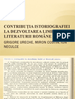 Contributia Istoriografiei La Dezvoltarea Limbii Si Lit. Rom.