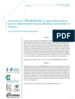 As Ações Do PRODETUR/ NE I e Suas Implicações para o Desenvolvimento Da Paraíba Com Base No Turismo