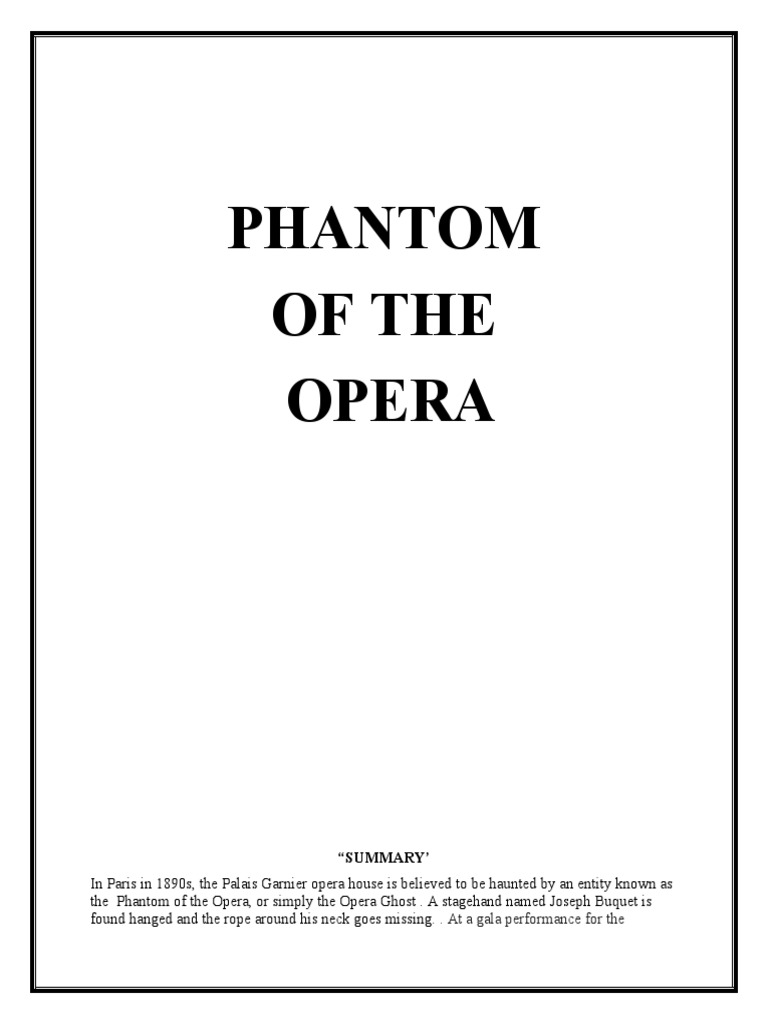 Phantom of The Opera: "Summary' | PDF | The Phantom Of The Opera