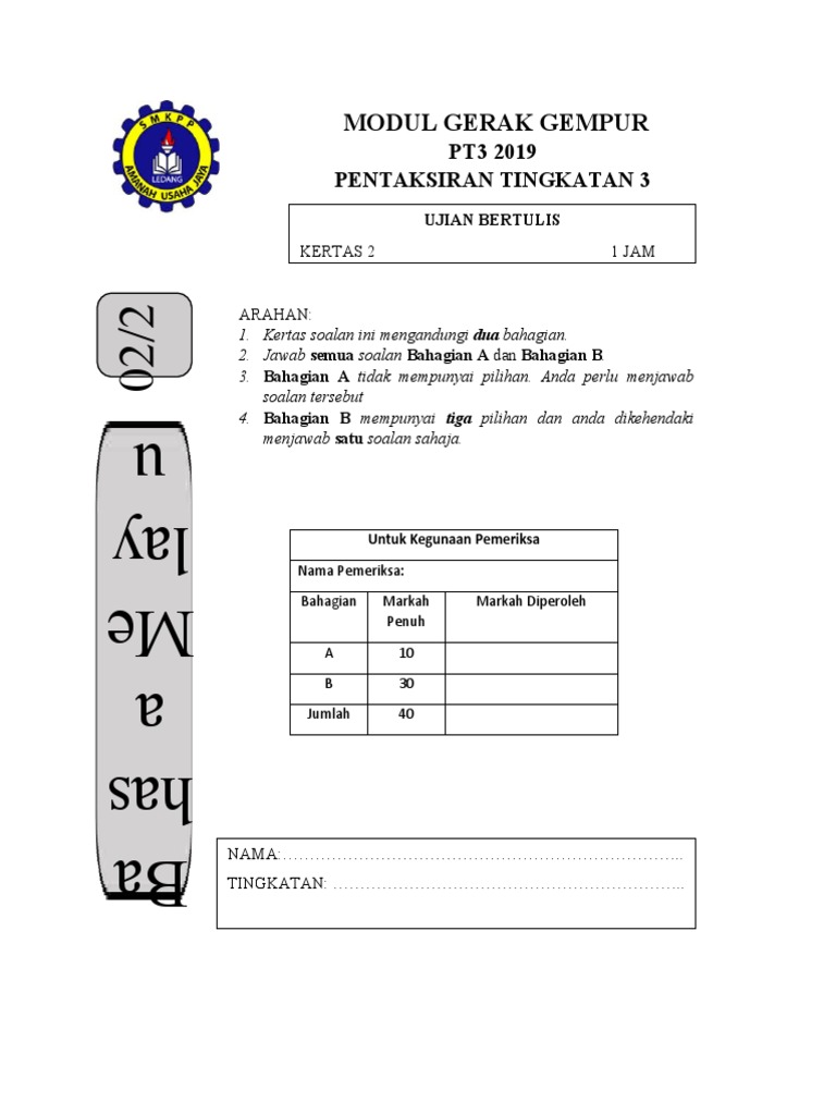 Cover PT3 BM 2019 (K2) | PDF