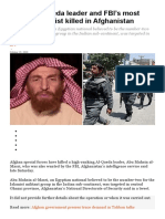 Senior Al-Qaeda Leader and FBI's Most Wanted Terrorist Killed in Afghanistan