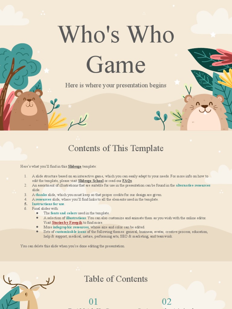 Who's Who Game by Slidesgo PDF Mouse Elephant