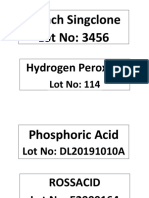 Bleach Singclone Lot No: 3456: Hydrogen Peroxide