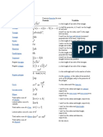 Area List of Formulae