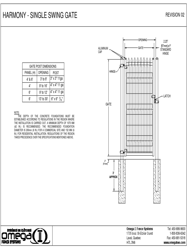 Aluminum Single Swing Gate Specs | PDF
