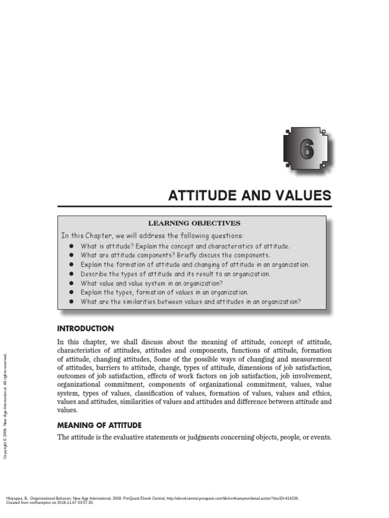 Attitude and Values: 122 Organizational Behavior | PDF | Attitude ...