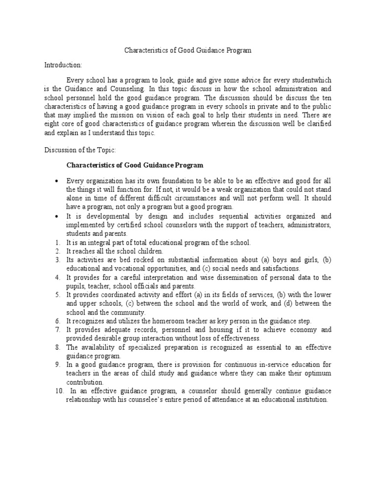 EDUCATIONAL GUIDANCE CHARACTERISTICS intelligence overview