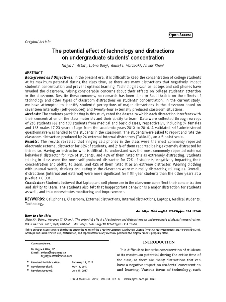 The Potential Effect of Technology and Distraction | PDF | Classroom ...