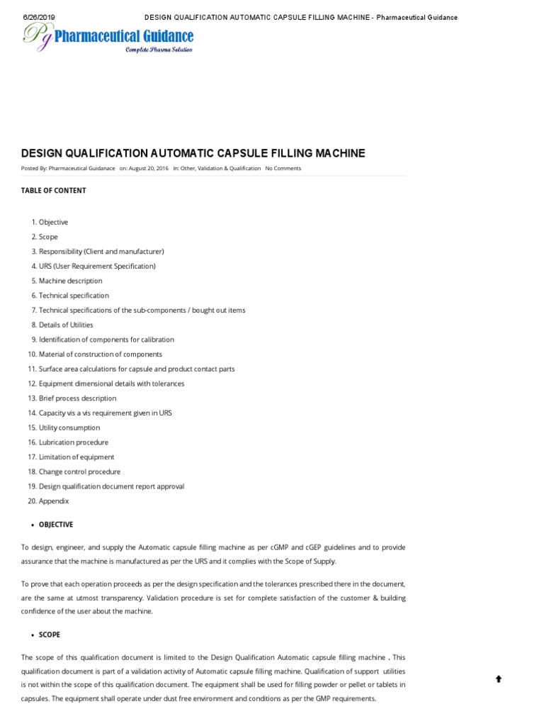 SOP For Automatic Capsule Filling Machine Pharmaceutical, 47 OFF