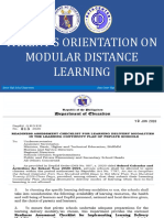 Parent'S Orientation On Modular Distance Learning: Senior High School Department Data Center-Vigan