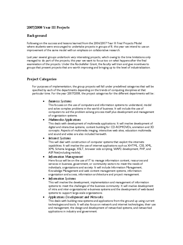 Year III Project Guidelines - Students - 2008 | PDF | Web Application ...
