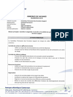 Annonce de Vacance Contrôleur Permanent Des Fonctions Support PDF