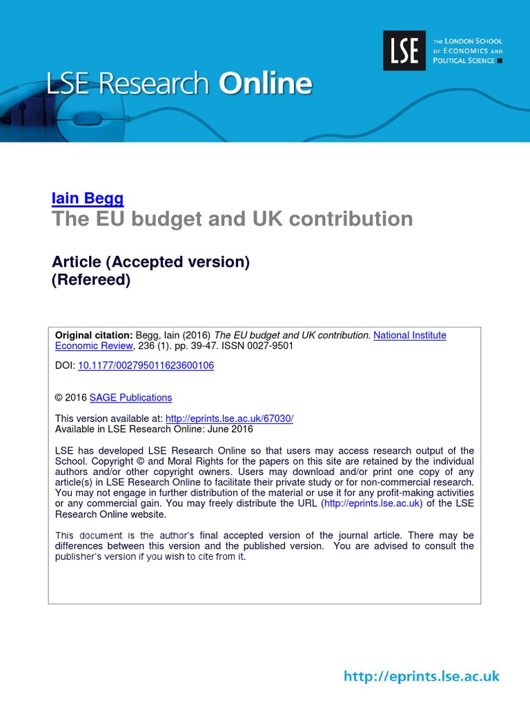 The EU Budget and UK Contribution | PDF | European Union | Taxes
