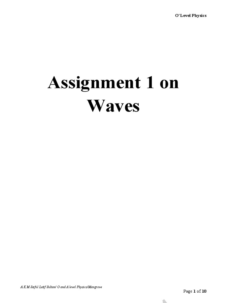 O'Level Physics Assignment on Waves | PDF