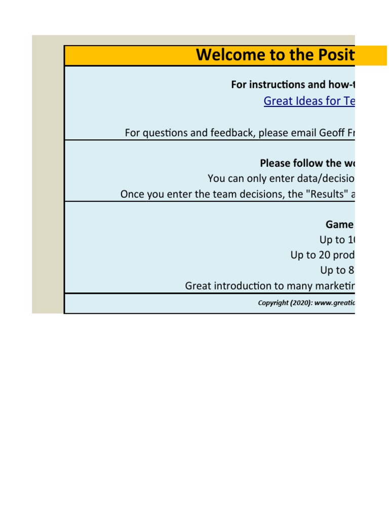 Positioning Game Updated 2020 | PDF | Microeconomics | Market (Economics)