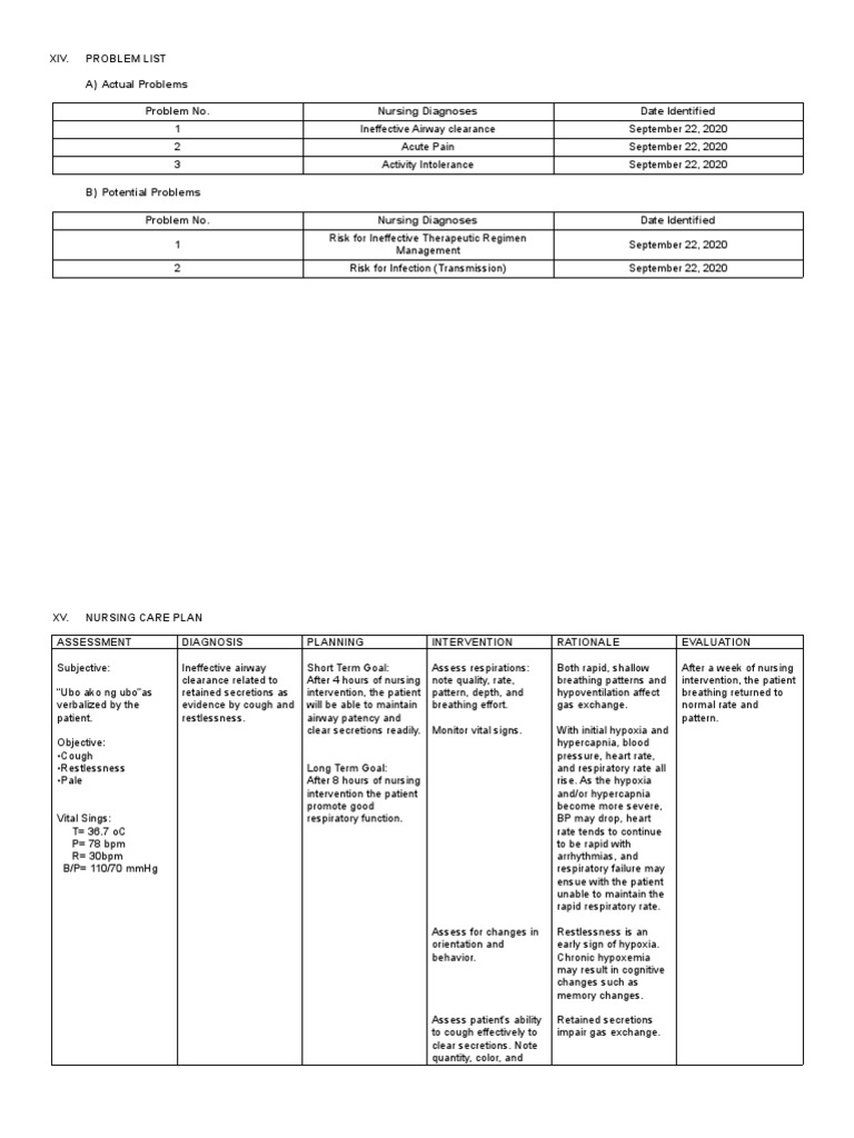 Nursing Care Plan for Respiratory Issues | PDF | Infection | Breathing