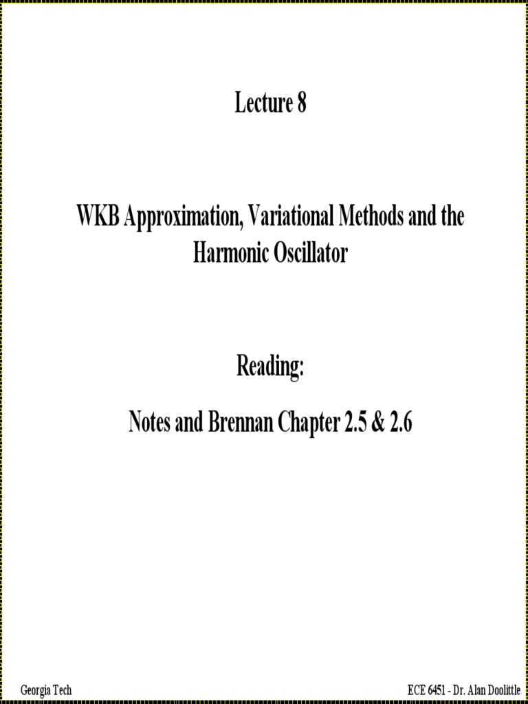 WKB Approximation and the Harmonic Oscillator PDF Modern Physics