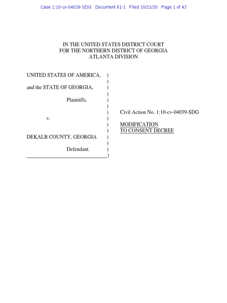 Modified DeKalb County Consent Decree, Part 1 PDF Sanitary Sewer