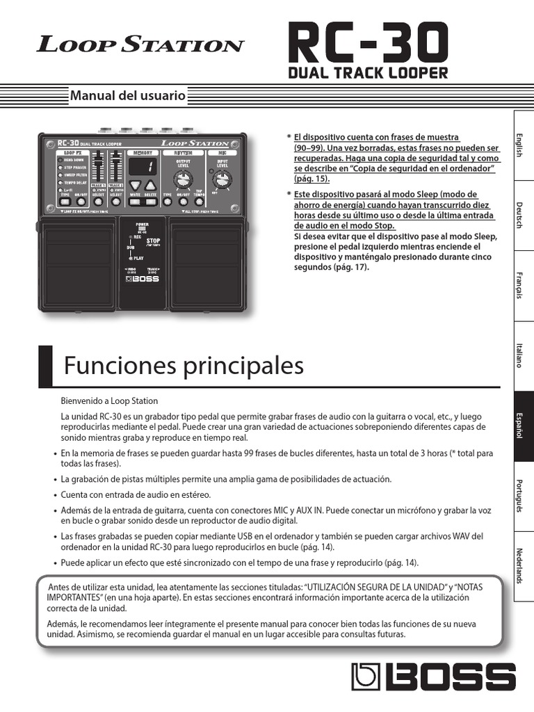 BOSS RC-30 箱・保証書・説明書付 Manual Loopera-RC-30 | PDF