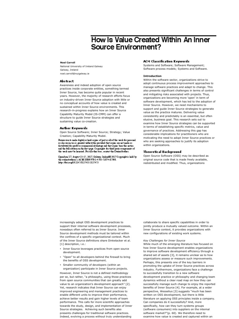 How Is Value Created Within An Inner Sou | PDF | Business | Science