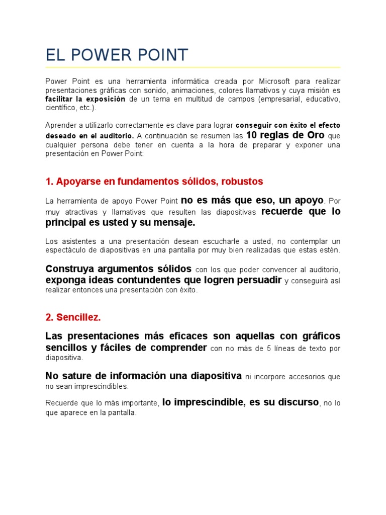 10 Reglas de Oro para PowerPoint | PDF | Microsoft PowerPoint | Ocio