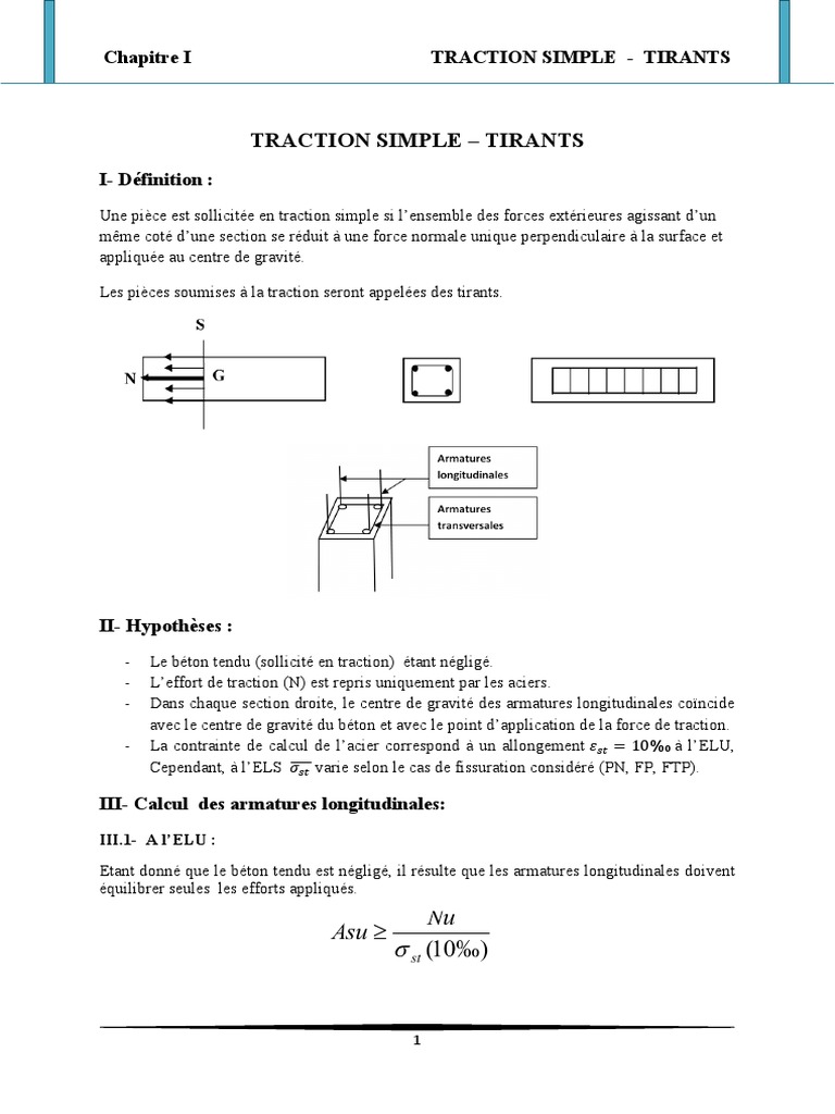 Traction Simple et Tirants en Béton Armé | PDF | Béton armé | Mécanique ...