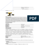 Ficha Tecnica Taladro Inhalambrico Percutos Dewalt 82001