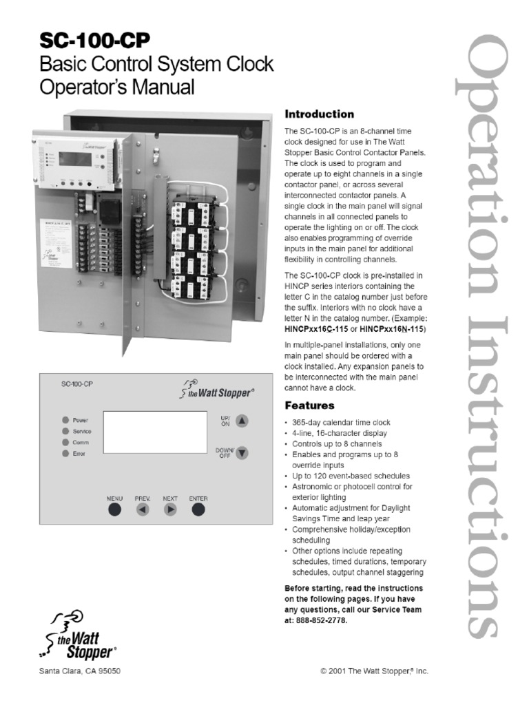 SC-100-CP Basic Control System Clock Operator's Manual - Manualzz PDF | PDF