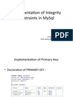 Implementation of Integrity Constraints in Mysql